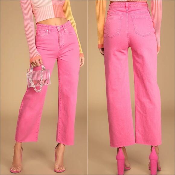 Blank NYC The Baxter Pink Denim High-Waisted Straight Leg Jeans size 27 - Picture 3 of 6